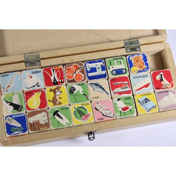 1960s mcm retro Picture Cubes AS IS, WB 260 made in China, alphabet blocks - Picture 5 of 10